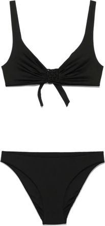 Fisico macram&eacute;-detail bikini - Black