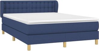 vidaXL Cama Box Spring Con Colch&oacute;n Tela Azul 140x200 Cm Vidaxl