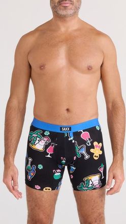 Saxx Vibe Xtra Soft Comfort Boxer Briefs in Island Holiday-Black at Nordstrom, Size Xx-Large