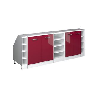 Vicco Armario De Cocina Para Techo Inclinado R-line, Rojo De Alto Brillo, 210 Cm Lote De 5 Carcasas De Armario 60 Cm De Profundidad, Vicco