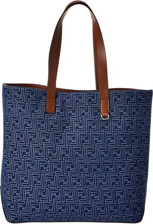 Fendi Fendi Ff Medium Denim & Leather Tote