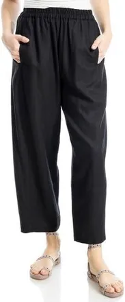 Max Studio Crop Linen Blend Barrel Leg Pants in Black at Nordstrom Rack, Size X-Small
