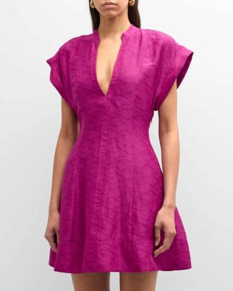 Derek Lam Christina Short Sleeve Mini Dress In Hibiscus