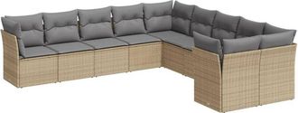 vidaXL Juego De Sof&aacute;s Jard&iacute;n Con Cojines Beige 10 Pzas Rat&aacute;n Sint&eacute;tico Vidaxl