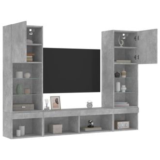Berkfield Home 5 Piece TV Wall Units with LED Concrete Grey Engineered Wood