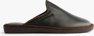 Nordikas 131 Dublin Mens Mule Slippers Black Leather - Size UK 10.5