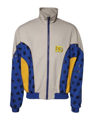Dolce & Gabbana Mens Colorblocked Zipup Jacket - Light Grey - Size EU 52 (Mens)