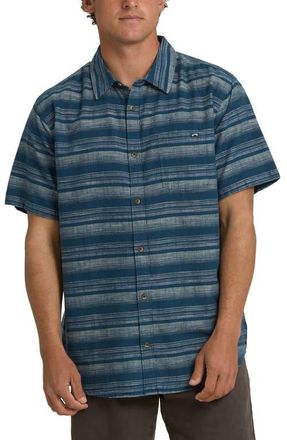 Billabong All Day Stripe Short Sleeve Button-Up Shirt in Dark Denim at Nordstrom, Size Xx-Large