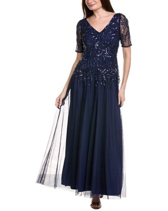 Adrianna Papell Beaded Mesh Gown