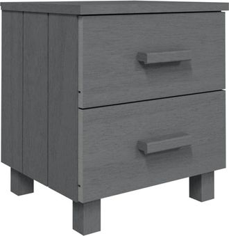 vidaXL Vidaxl - Mesita De Noche Hamar Pino Macizo Gris Oscuro 40x35x44,5 Cm