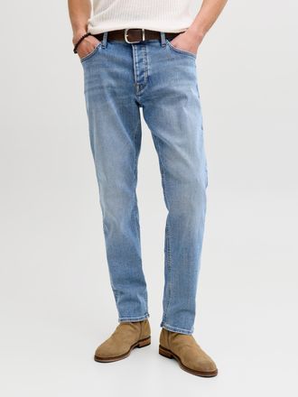 Jack & Jones Tapered-fit-Jeans JACK & JONES, Herren, Gr. 28, L&auml;nge 32, blau denim, Denim/Jeans, Obermaterial: 69% Baumwolle, 29% Polyester, 2% Elasthan, unifarben,