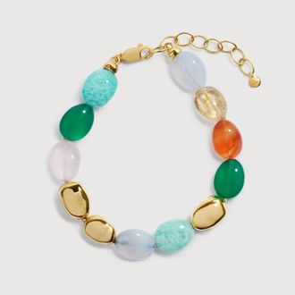 Monica Vinader Gold Rio Bold Multi Gemstone Beaded Bracelet Freedom Stones