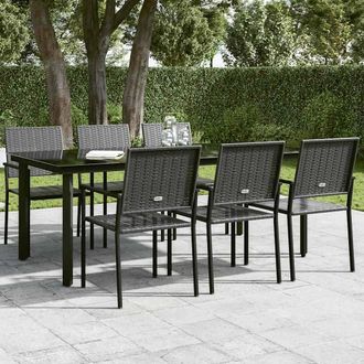 Berkfield Home Classic Garden Dining Table Black 200x100x74 cm Steel & Glass | Size: 200 x 100 x 74 cm