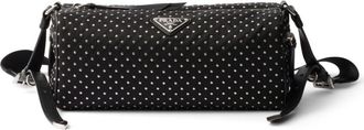 Prada Borsa a spalla in Re-Nylon con borchie - Nero