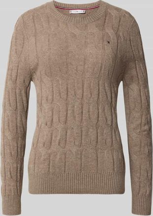 Tommy Hilfiger Regular Fit Strickpullover aus reiner Wolle in Taupe, Größe XL