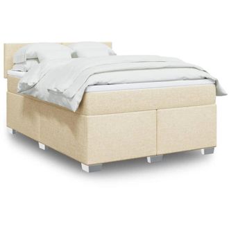 vidaXL Cama Box Spring Con Colch&oacute;n Tela Color Crema 140x200 Cm Vidaxl