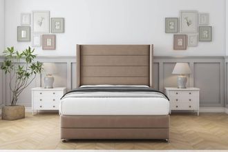 Comfort Beds Milano Plush Divan Set 2 Drawers-54 Wingback-Footboard in Bronze | Size: Double