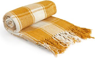 TJ Hughes Frisco - Recycled Cotton Throw in Ochre (70 x 100) - TJ Hughes