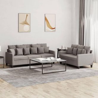 vidaXL Juego De Sof&aacute;s Con Cojines 2 Piezas Tela Gris Taupe Vidaxl