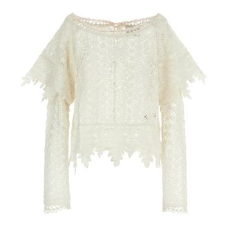 Isabel Marant Blouses, female, White, XS, Hyliana Cotton Crochet Jumper