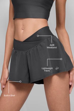 Alo | V-Cute Running Short in Anthracite Grey, Size: Medium