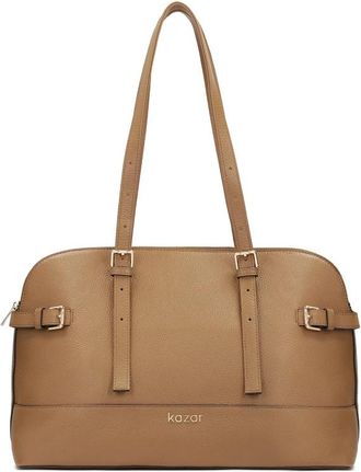 Kazar Bruine handtas met brede bodem - Dames - Schoudertassen - Bruin - ONE Size - Leer - Tassen