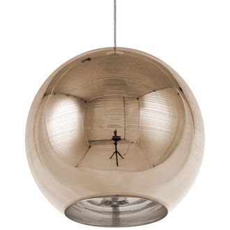 Beliani L&aacute;mpara Colgante Dorada De Cristal Redonda Forma De Globo 1 Luz Moderna Asaro