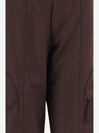 Frankie Shop Womens Cargo Pants Brown Wool-Blend Polyester Trousers