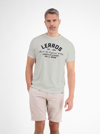 Lerros T-Shirt LERROS Sommerliches T-Shirt mit Print, Herren, Gr. L, weiss (broken wei&szlig;), 100% Baumwolle, Rundhals, Shirts T-Shirt