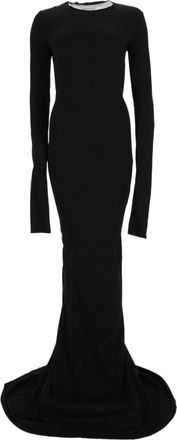 Rick Owens Black Fitted Structured Cotton Evening Dress