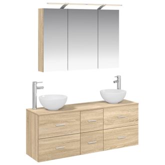 vidaXL Juego De Muebles De Ba&ntilde;o 4 Pcs Roble Sonoma Vidaxl