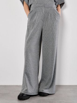 Apricot Wide Leg Houndstooth Tailored Trousers In Black & White