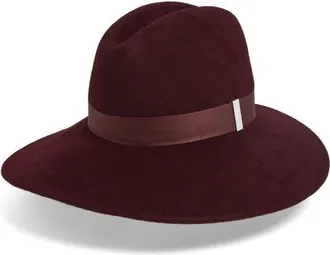 Gigi Burris Millinery Requiem Velour Felt Fedora in Ruby at Nordstrom, Size Medium