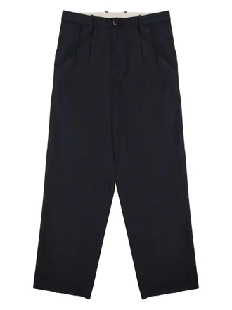 Nine In The Morning Neutrals Kai Pleated Wool Wide-Leg Pants