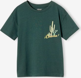 Vertbaudet Bedrucktes T-shirt f&uuml;r Jungen tannengr&uuml;n