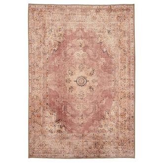 Kukoon Pink Cream Vintage Washable Rug Soft Floral Living Room Carpet | Size: 240 cm x 330 cm