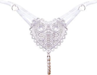 Generic Pearl String Sex Woman Lace Panties Hollow Underwear Thongs Seamless G-String White