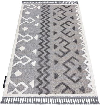 RugsX Alfombra Maroc P659 Azteca &Eacute;tnico Gris Franjas Bereber Marroqu&iacute; Shaggy Grey 180x270 Cm