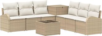 vidaXL Juego De Sof&aacute; 8 Uds. Beige Y Blanco Crema Vidaxl