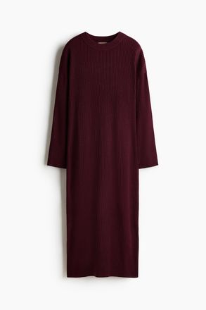 H&M Geripptes Strickkleid - Red