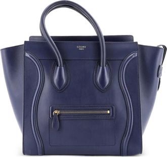 Celine Borsa tote Luggage mini in pelle liscia - Blu