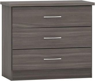 Seconique Nevada 3 Drawer Chest - L40 x W81 x H70.5 cm - Black Wood Grain