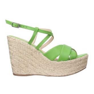 Bruno Menegatti Womens Grace Ankle Strap Wedge Leather Sandal In Green