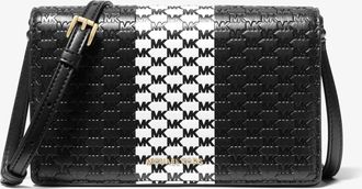 Michael Kors Jet Set Medium Logo Embossed Leather Crossbody Bag