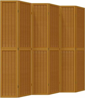 vidaXL Biombo Separador De 6 Paneles Madera Maciza Paulownia Marr&oacute;n Vidaxl