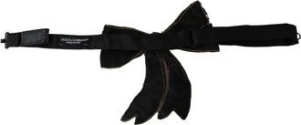 Dolce & Gabbana Silk Rhinestone-Embellished Bow Tie - Gold