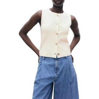 Mango Fine Knit Vest in Ecru at Nordstrom Rack, Size Medium