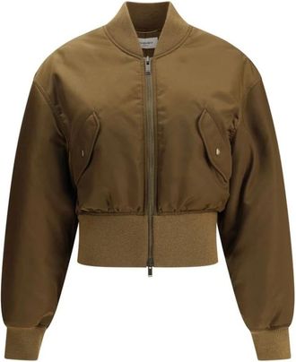 Saint Laurent Glanzende Nylon Bomberjack - Dames - Bomber jackets - Groen - S - Nylon - Jassen