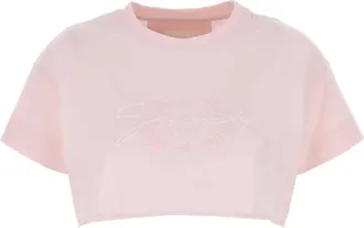 Givenchy Tops, Dames, Roze, S, Katoen, Cropped T-Shirt