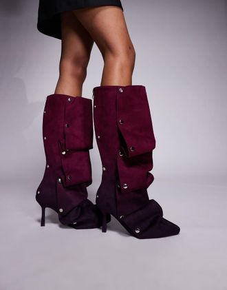 Azalea Wang Azalea Wang - Imogine - Stivali al ginocchio viola con tacco e borchie